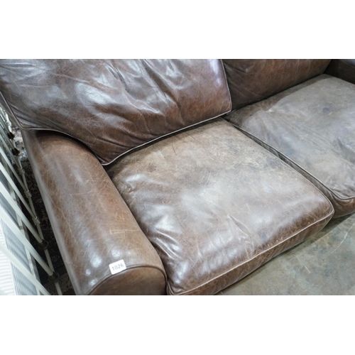 1026 - A Laura Ashley brown leather sofa bed, width 170cm, depth 96cm, height 86cm