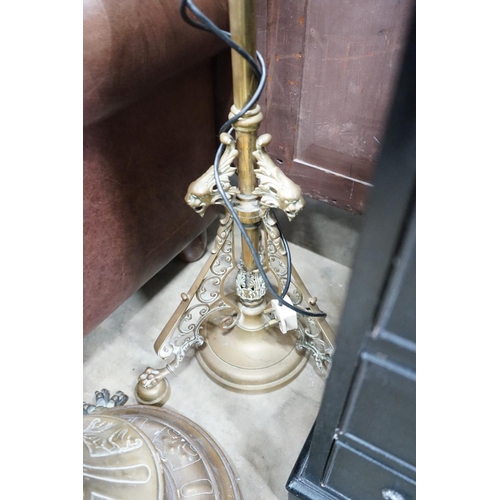 1027 - Two late 19th / early 20th century brass telescopic oil standard lamps converted to electricity.... 