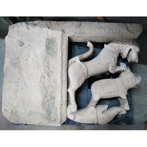 1037 - A South Asian stone carving, height 78cm