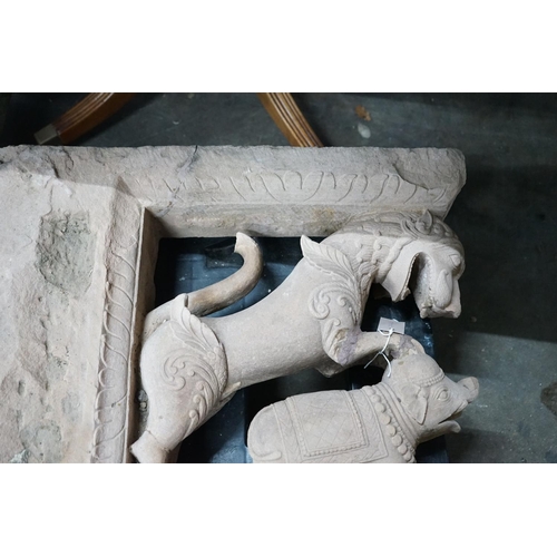 1037 - A South Asian stone carving, height 78cm