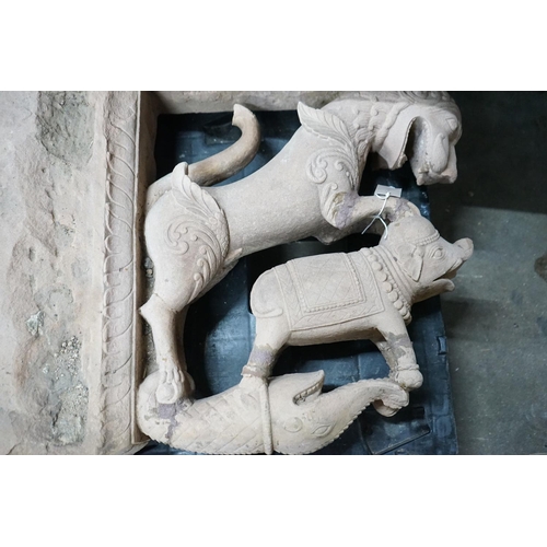 1037 - A South Asian stone carving, height 78cm