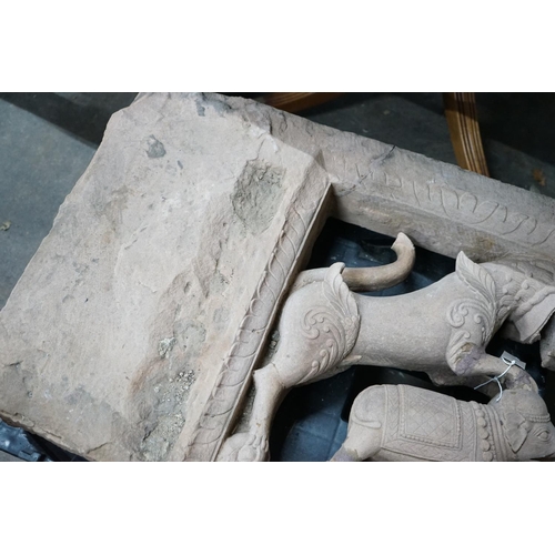 1037 - A South Asian stone carving, height 78cm