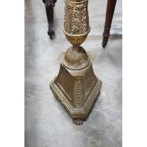 1047 - An 18th century style brass standard lamp, height 99cm