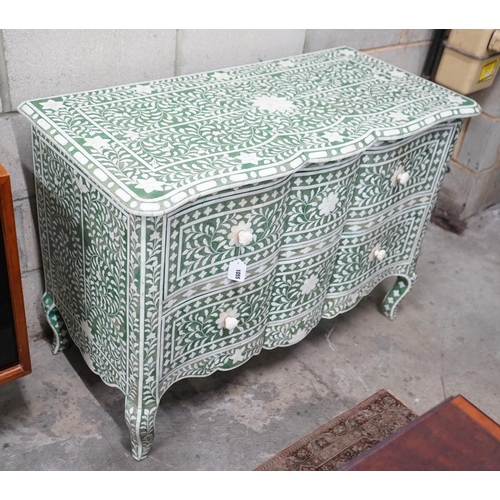 1055 - A contemporary green stained bone two drawer commode width 106cms, depth 50cms, height 76cms.