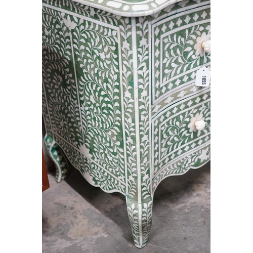 1055 - A contemporary green stained bone two drawer commode width 106cms, depth 50cms, height 76cms.