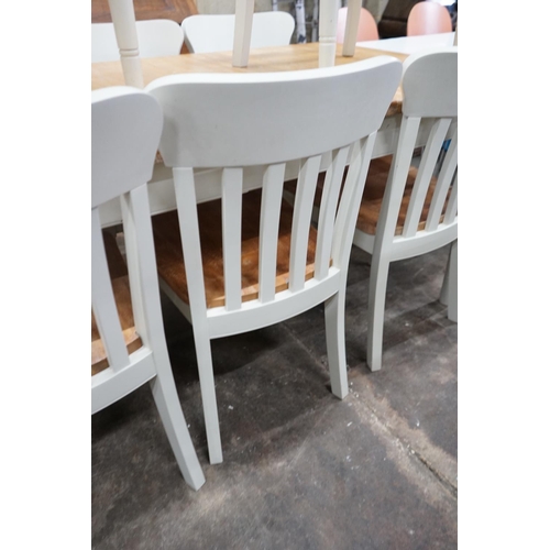 1068 - A modern John Lewis part painted extending dining table and eight matching chairs, table width 209cm... 