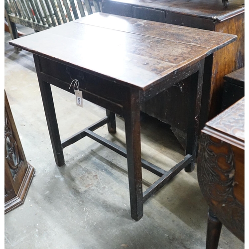 1074 - An 18th century provincial oak sidetable, width 79cms, depth 56cms, height 70cms.