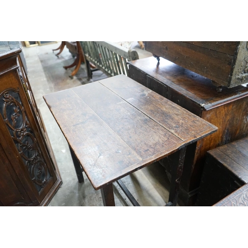 1074 - An 18th century provincial oak sidetable, width 79cms, depth 56cms, height 70cms.