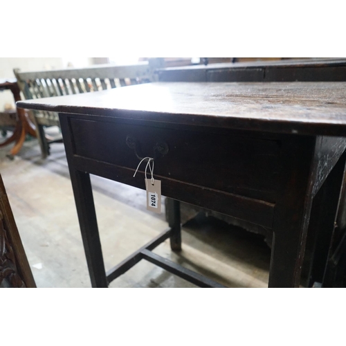 1074 - An 18th century provincial oak sidetable, width 79cms, depth 56cms, height 70cms.