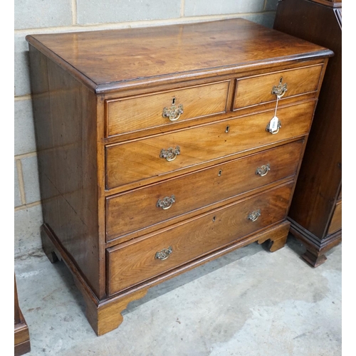 1082 - A George III mahogany chest of five drawers width 94cms, depth 50cms, height 93cms.