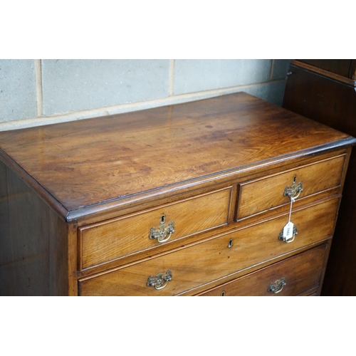 1082 - A George III mahogany chest of five drawers width 94cms, depth 50cms, height 93cms.