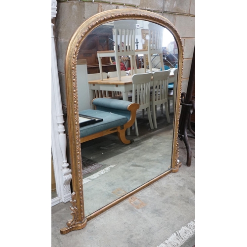 1089 - A Victorian style giltwood and composition overmantel mirror, width 136cms, height 138cms.