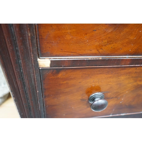 1111 - An early Victorian mahogany chest of four drawers, width 121cm, depth 53cm, height 134cm