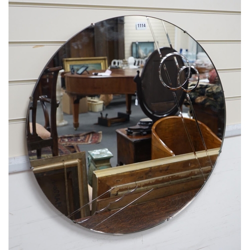 1114 - A circular Art Deco wall mirror, 66cm diameter