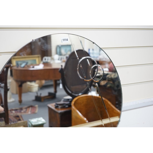 1114 - A circular Art Deco wall mirror, 66cm diameter