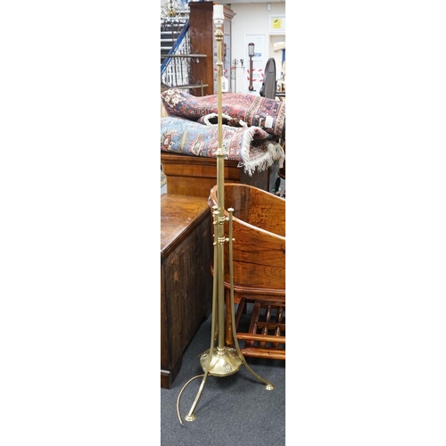 1127 - An Edwardian brass telescopic standard lamp (converted)