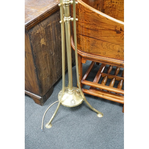 1127 - An Edwardian brass telescopic standard lamp (converted)