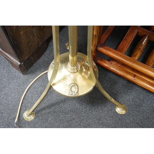 1127 - An Edwardian brass telescopic standard lamp (converted)