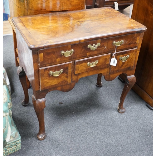 1132 - An early 18th century banded walnut lowboy width 74cm, depth 44cm, height 71cm