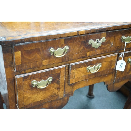 1132 - An early 18th century banded walnut lowboy width 74cm, depth 44cm, height 71cm