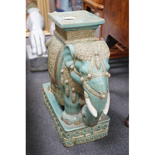 1133 - A Chinese tin glazed elephant seat, height 55cm  Height 55 cm a.f