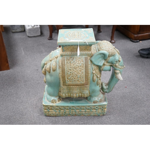 1133 - A Chinese tin glazed elephant seat, height 55cm  Height 55 cm a.f