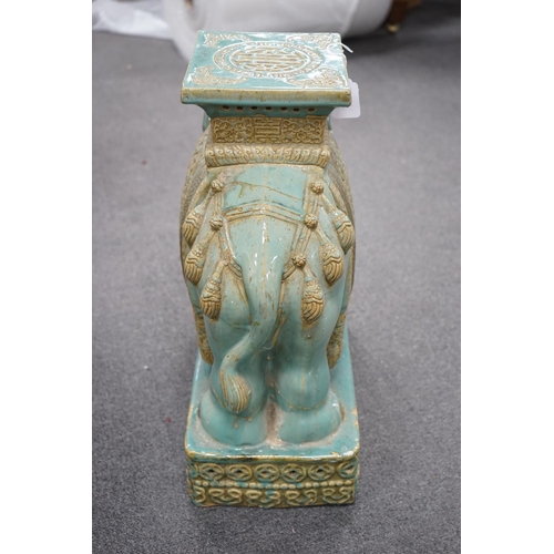 1133 - A Chinese tin glazed elephant seat, height 55cm  Height 55 cm a.f