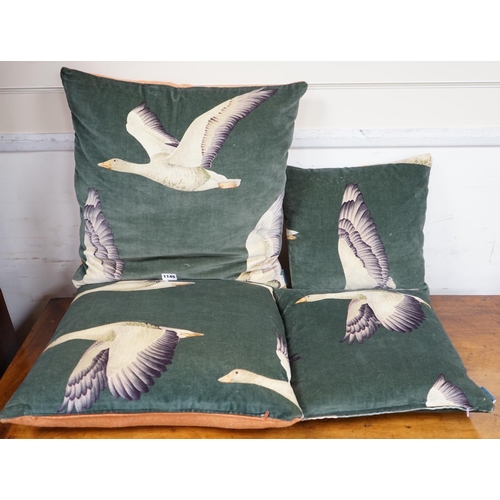 1145 - Two pairs of cushions decorated with geese