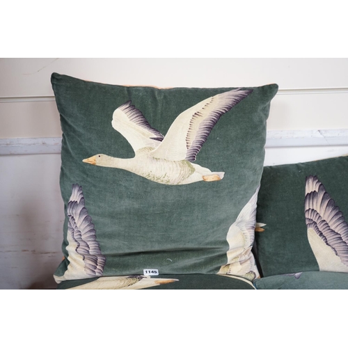 1145 - Two pairs of cushions decorated with geese