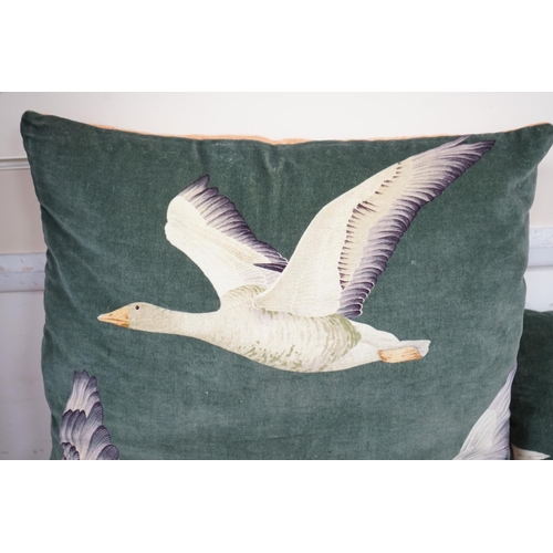 1145 - Two pairs of cushions decorated with geese