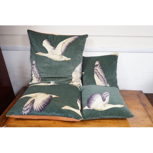 1145 - Two pairs of cushions decorated with geese