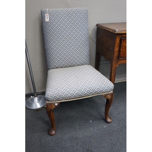 1162 - A George I walnut and upholstered dining chair on cabriole legs, height 100cm