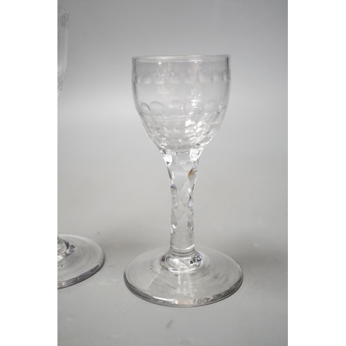 1259 - Three George III facet stem OXO drinking glasses, tallest 15cms high