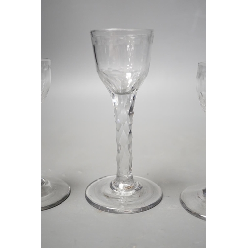 1259 - Three George III facet stem OXO drinking glasses, tallest 15cms high