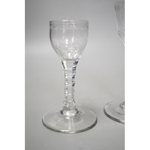 1259 - Three George III facet stem OXO drinking glasses, tallest 15cms high