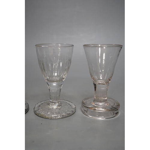 1262 - Four 18th and 19th century assorted toasting glasses, tallest 12cms high