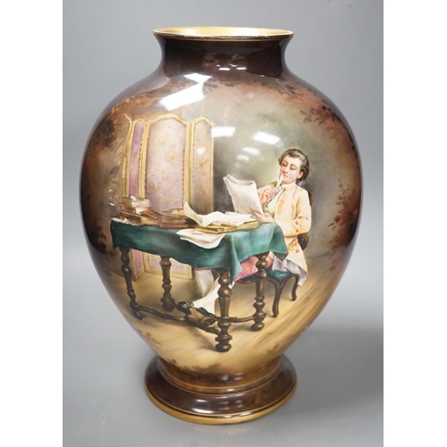 1273 - A Royal Bonn pottery vase signed A. Winkner Nach Meissonier, 34cm