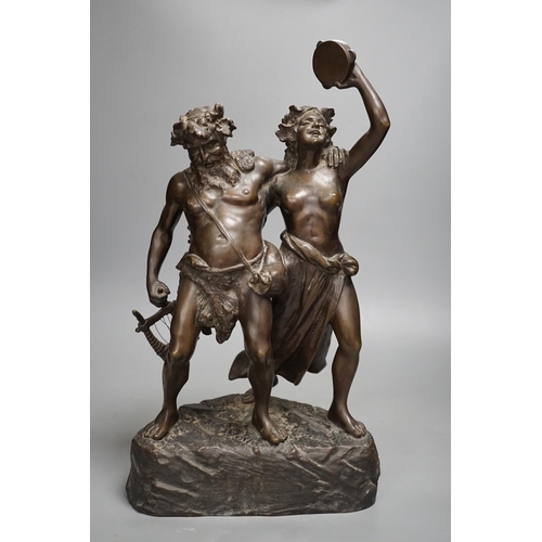 1284 - After Carl Brose, a bronze group of Bacchus and a Bacchante, S. Sonntag, Wien Foundry, 43cms high... 