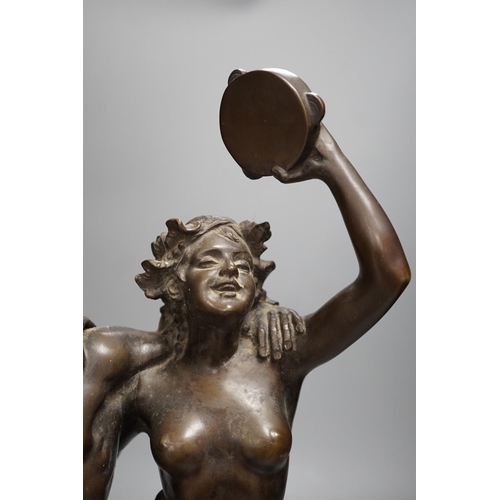 1284 - After Carl Brose, a bronze group of Bacchus and a Bacchante, S. Sonntag, Wien Foundry, 43cms high... 