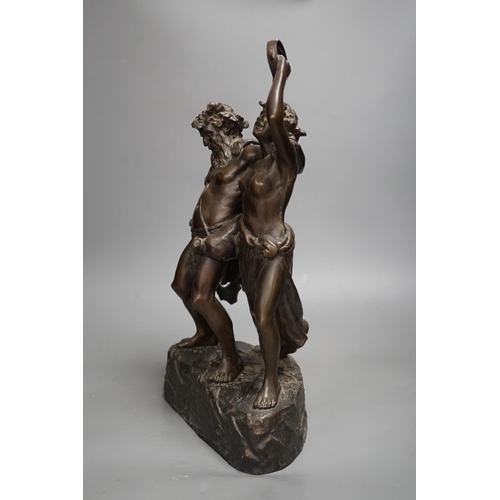 1284 - After Carl Brose, a bronze group of Bacchus and a Bacchante, S. Sonntag, Wien Foundry, 43cms high... 