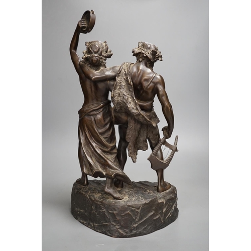 1284 - After Carl Brose, a bronze group of Bacchus and a Bacchante, S. Sonntag, Wien Foundry, 43cms high... 