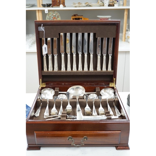 1286 - A silver plated two tier canteen of cutlery,