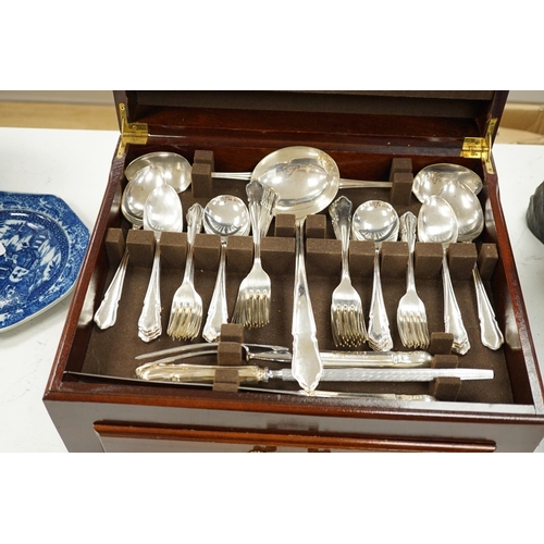 1286 - A silver plated two tier canteen of cutlery,