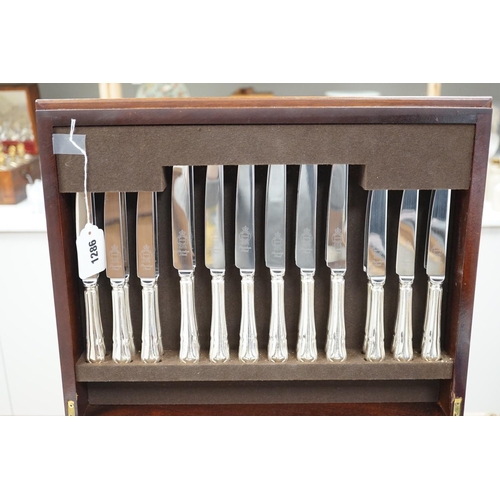 1286 - A silver plated two tier canteen of cutlery,