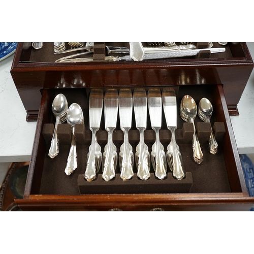 1286 - A silver plated two tier canteen of cutlery,