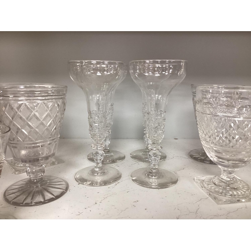 1292 - A  quantity of assorted  18th / 19th century and later clear drinking glasses including a damaged Ja... 