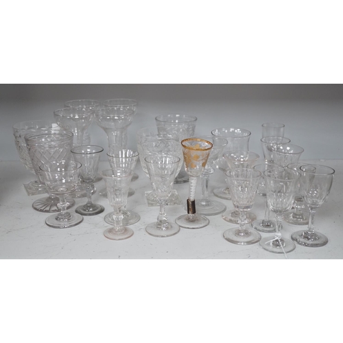 1292 - A  quantity of assorted  18th / 19th century and later clear drinking glasses including a damaged Ja... 