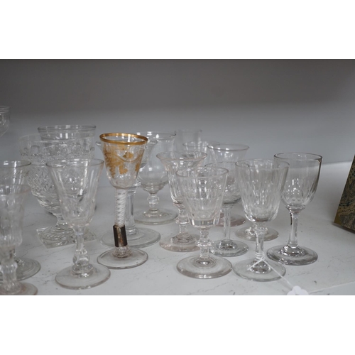 1292 - A  quantity of assorted  18th / 19th century and later clear drinking glasses including a damaged Ja... 