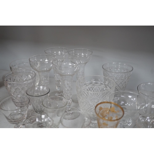 1292 - A  quantity of assorted  18th / 19th century and later clear drinking glasses including a damaged Ja... 