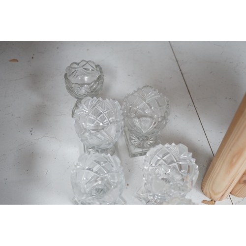 1309 - A set of twelve Victorian square base cut glass salts and four other 19th century clear glass salts.... 